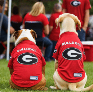 Georgia Bulldogs Pet Jersey with 2 dogs